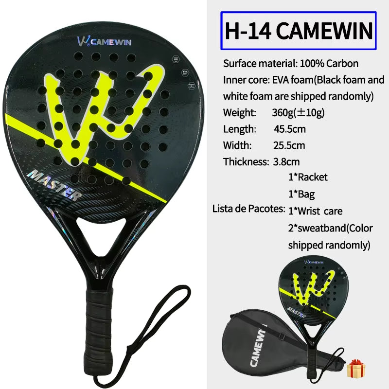 The New Padel Racket Paddle Racket 100% Carbon Fiber EVA Elastic Memory Foam Core Tennis Racket Carbon Fiber Padel Racket