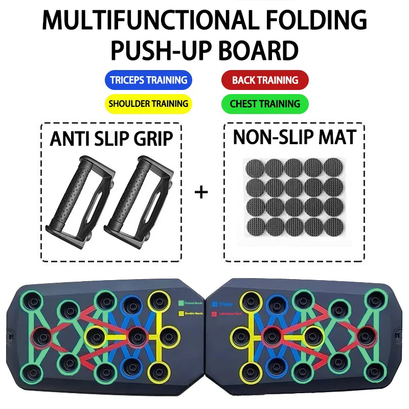 1Pc Multifunctional Folding Push-Up Board for Home and Gym Workouts - Build Strong Chest Muscles and Improve Overall Fitness