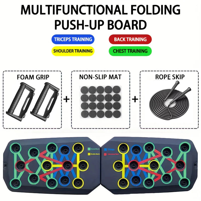 1Pc Multifunctional Folding Push-Up Board for Home and Gym Workouts - Build Strong Chest Muscles and Improve Overall Fitness