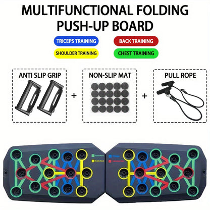 1Pc Multifunctional Folding Push-Up Board for Home and Gym Workouts - Build Strong Chest Muscles and Improve Overall Fitness