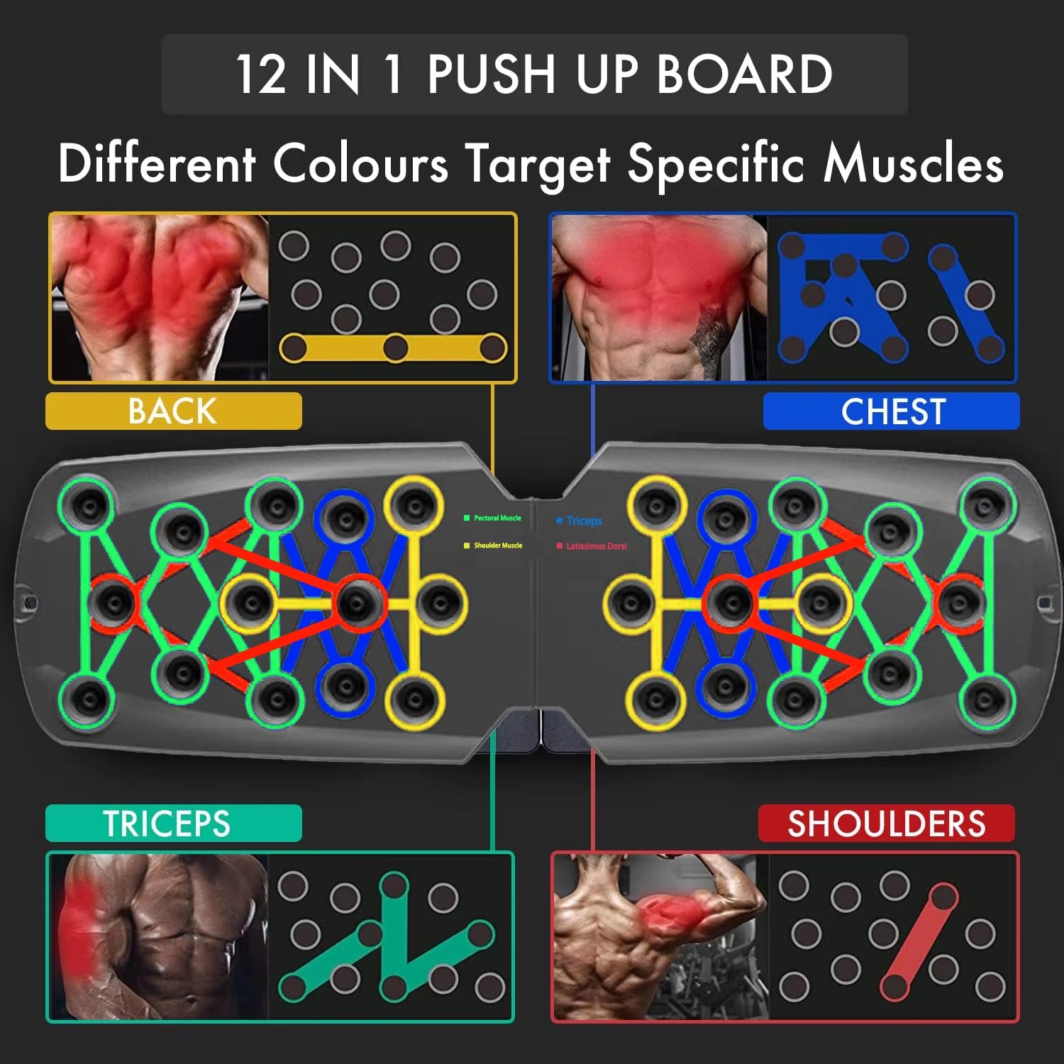 1Pc Multifunctional Folding Push-Up Board for Home and Gym Workouts - Build Strong Chest Muscles and Improve Overall Fitness