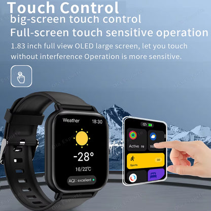 New Smart Watch Men Women Dynamic Island 1.83-Inch Full Touch Screen Health Monitoring Sports Tracker Bluetooth Calls Smartwatch