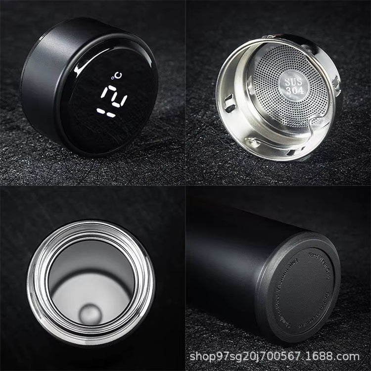 500ML Temperature Display Thermos Cup 304 Stainless Steel Divided Thermos Bottle Outdoor Vacuum Insulated Cup Festival Gift