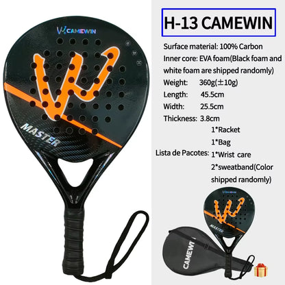 The New Padel Racket Paddle Racket 100% Carbon Fiber EVA Elastic Memory Foam Core Tennis Racket Carbon Fiber Padel Racket